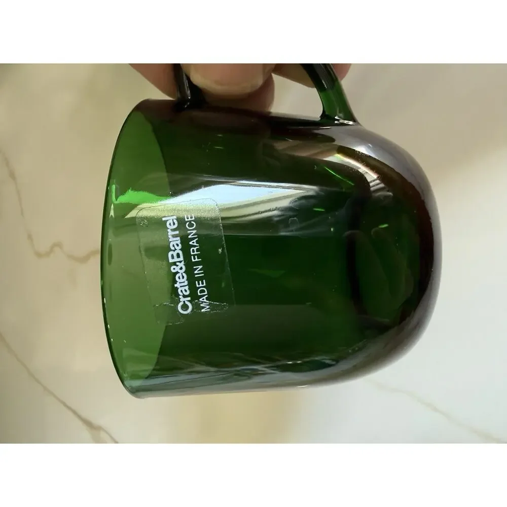 Vintage Crate And Barrel Green Emerald Glass Punch Cups Set of 6 Made in France